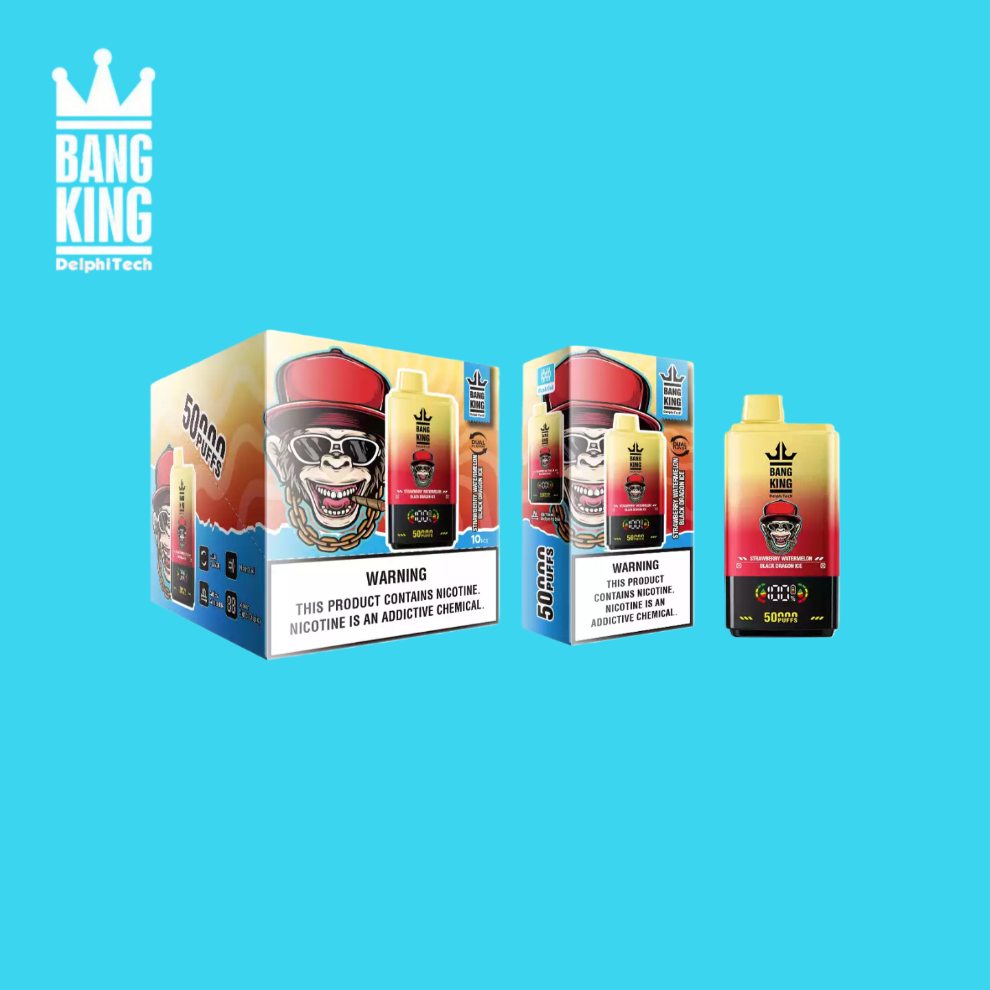 Bang King 50K puffs Strawberry Watermelon & Black Dragon Ice