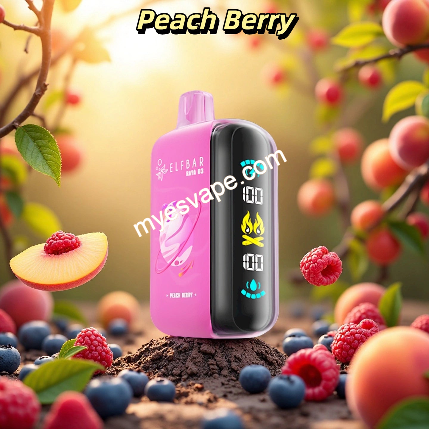 Peach Berry Elf Bar 25000 Puffs Raya D3
