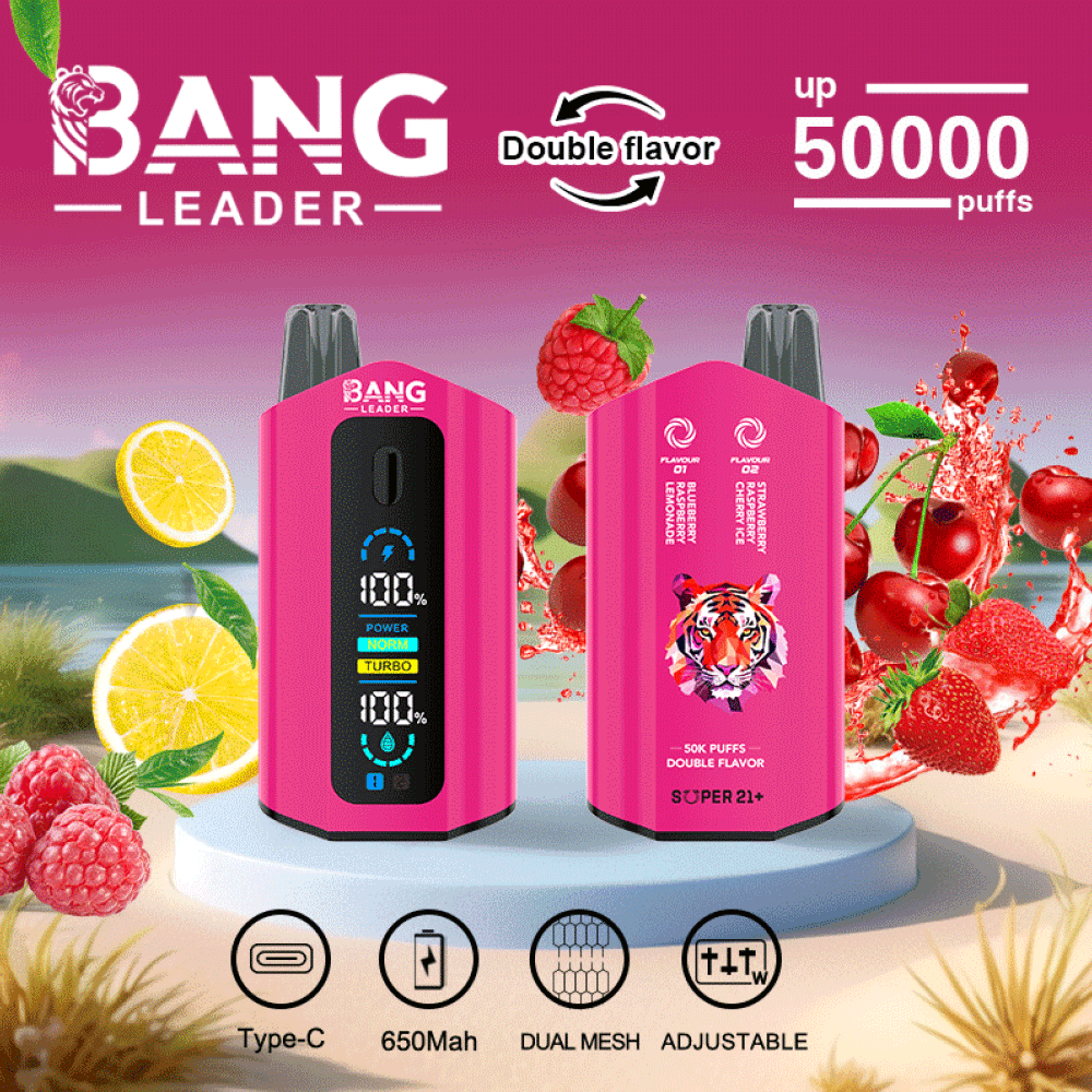 Bang Leader 50000 2 en 1 Sabor Strawberry Raspberry Cherry Ice & Cherry