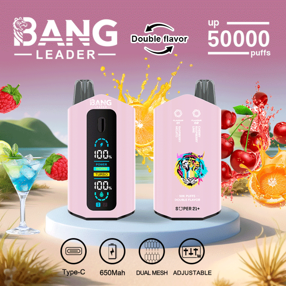 Bang Leader 50K 2 en 1 sabor Raspberry Mojito & Cherry Raspberry Lime