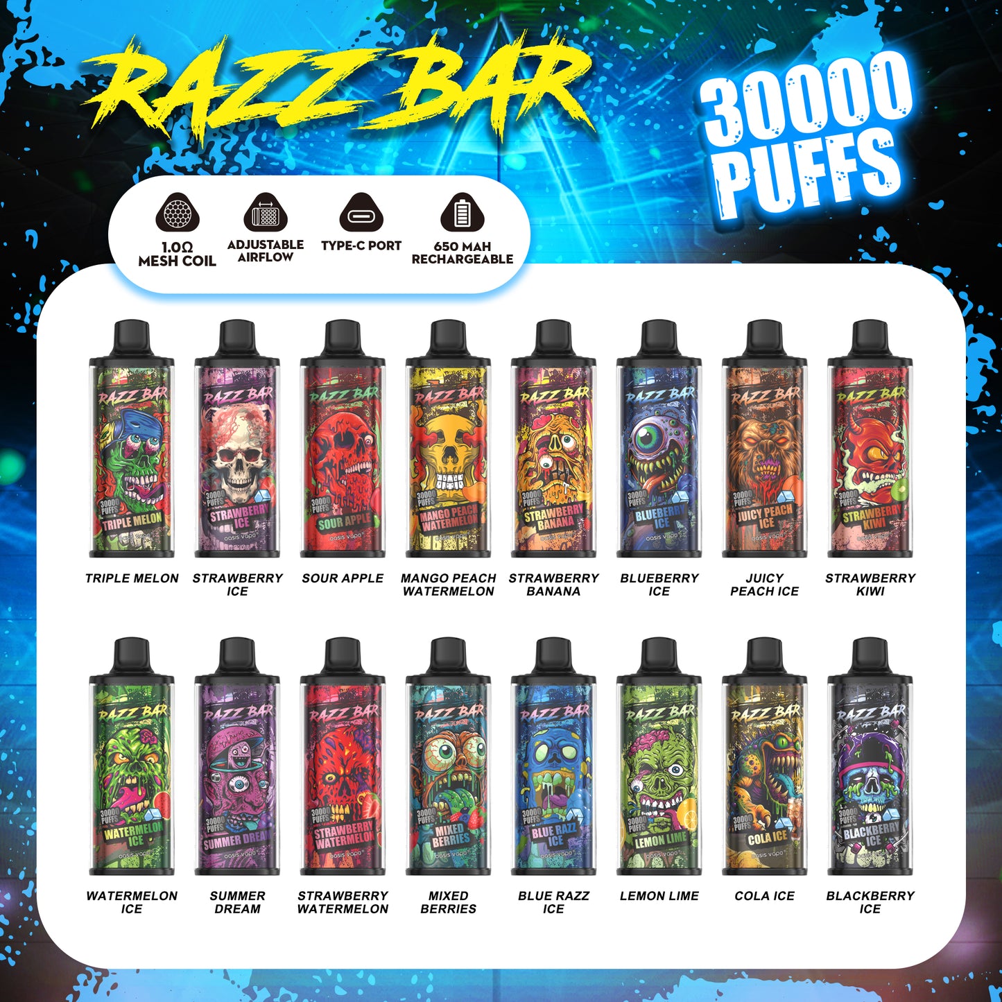 Razz Bar 30000 Sales de nicotina 2% / 5%