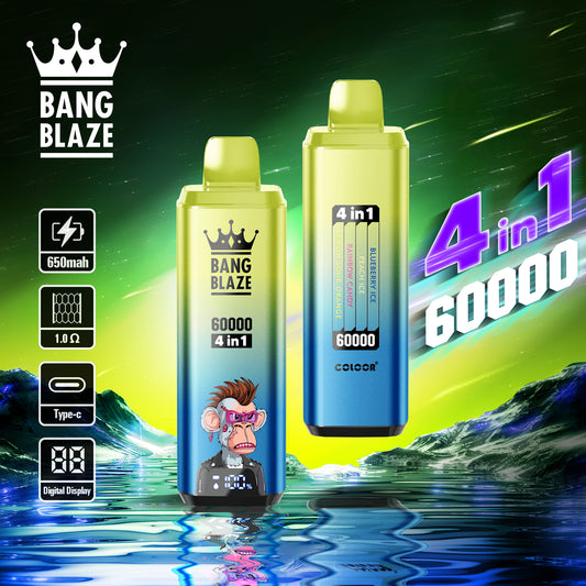 Bang Blaze 60000 4 en 1 | Blueberry Ice / Peach Ice / Rainbow Candy / Lemon Sour Orange