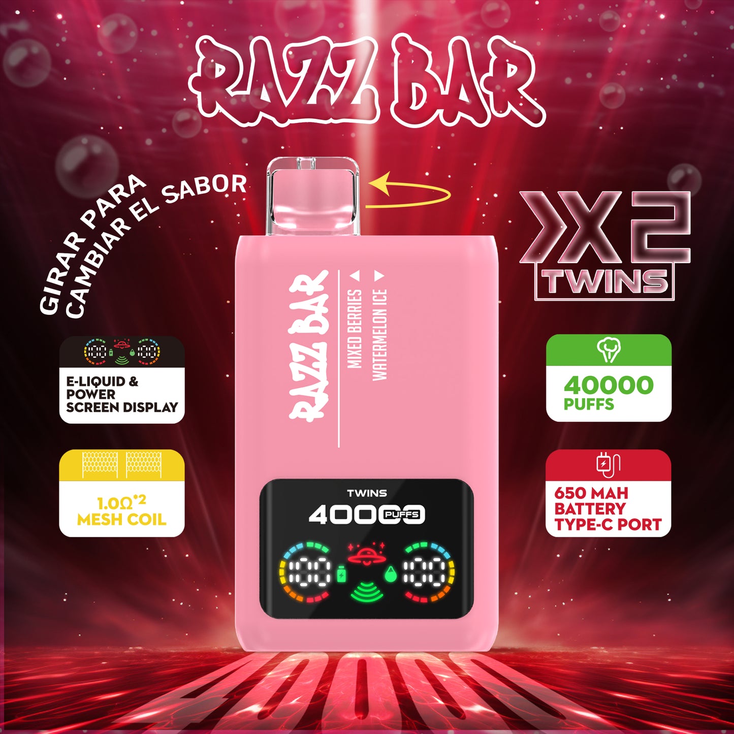 Razz Bar 40K 650 mAh recargable