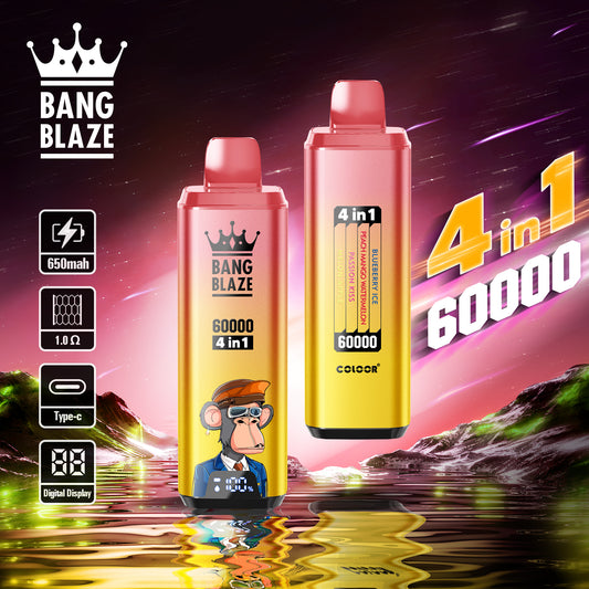 Bang Blaze 60000 Caladas 4 en 1 |Blueberry Ice / Peach Mango Watermelon / Passion Kiss / Melon Apple