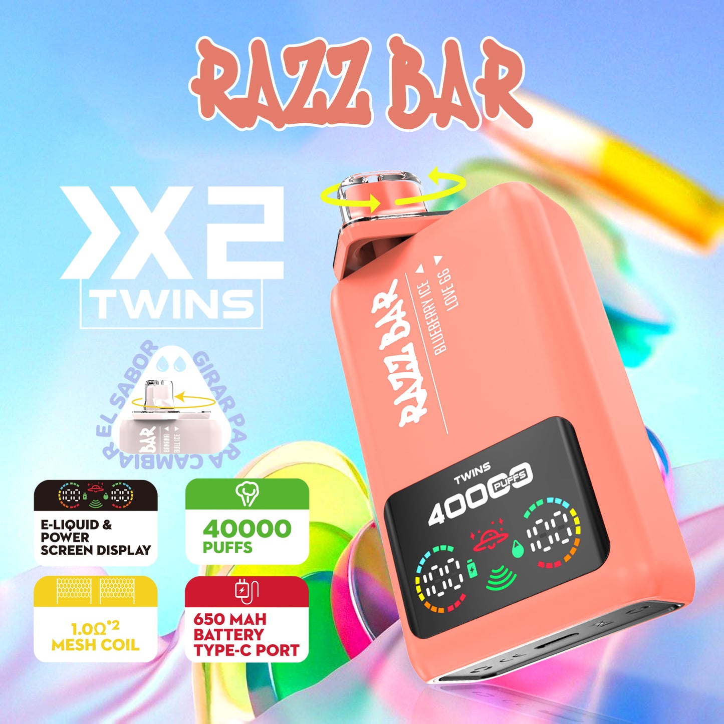 Razz Bar 40K 650 mAh recargable