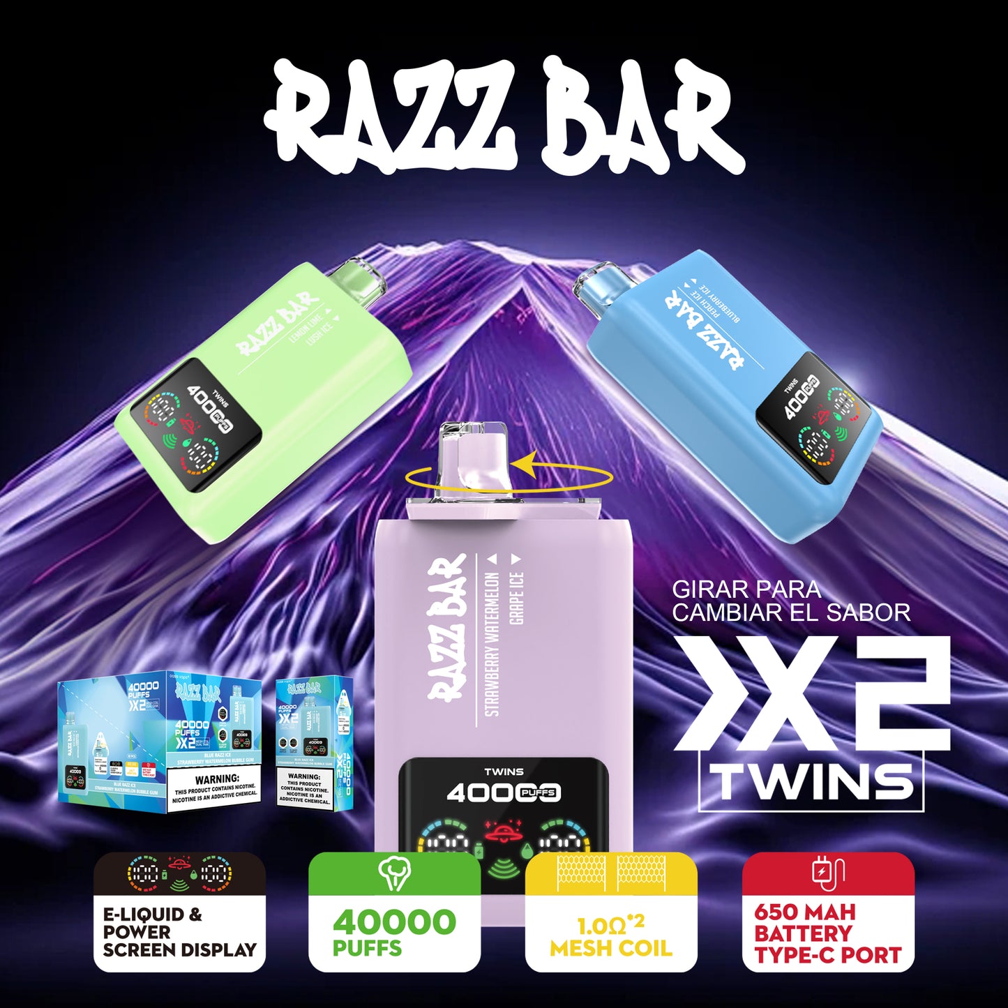 Razz Bar 40K 650 mAh recargable