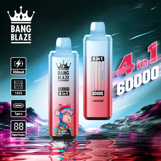 Bang Blaze 60000 Caladas 4 en 1 | Red Rull / Strawberry Banana / Mango Peach Apricot / Passion Fruit Kiwi Lime