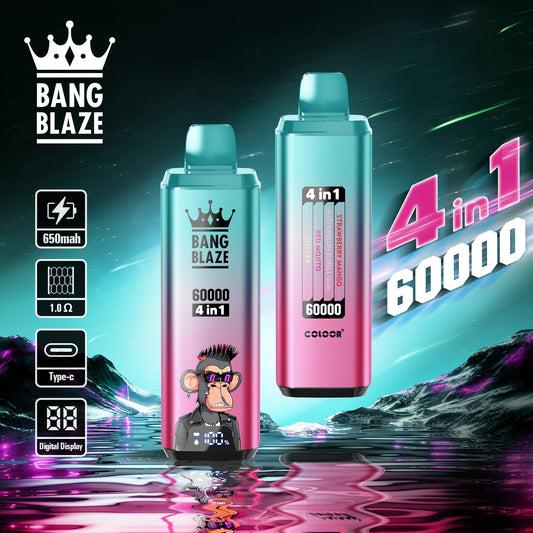 Bang Blaze 60000 Vape | Strawberry Mango / Watermelon Bubble Gum / Red Mojito / Love 66