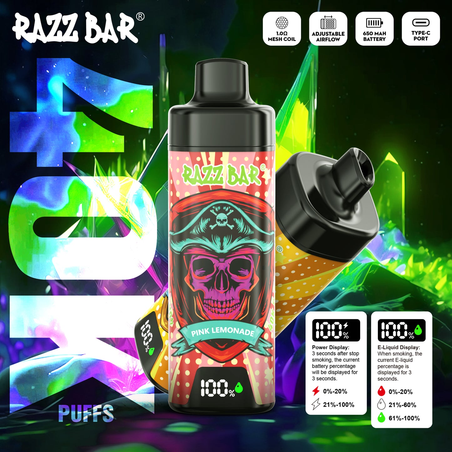 Razz Bar NEW 40K Puffs Vape 18 sabores