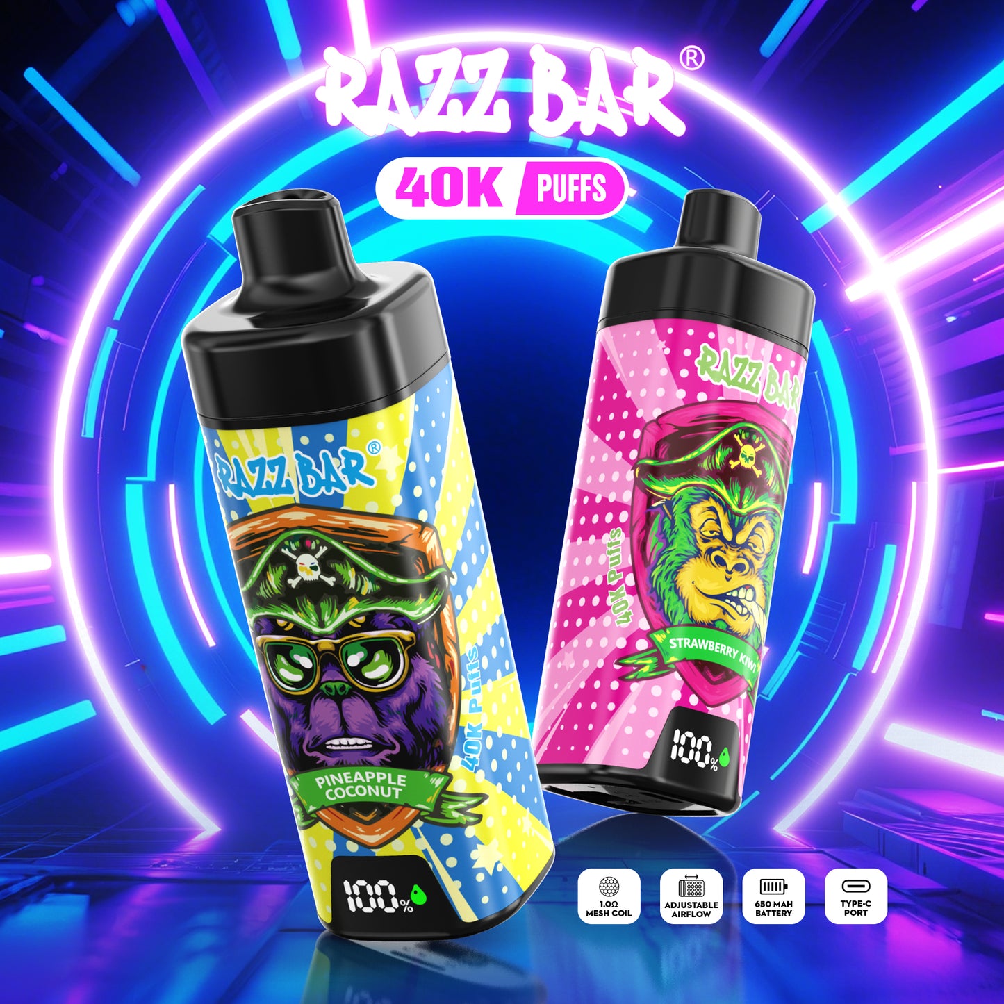 Razz Bar NEW 40K Puffs Vape 18 sabores