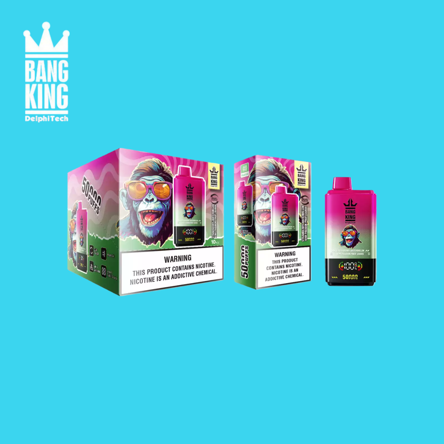 Strawberry Watermelon/Kiwi Passion Fruit Guava Bang King 50K Vape