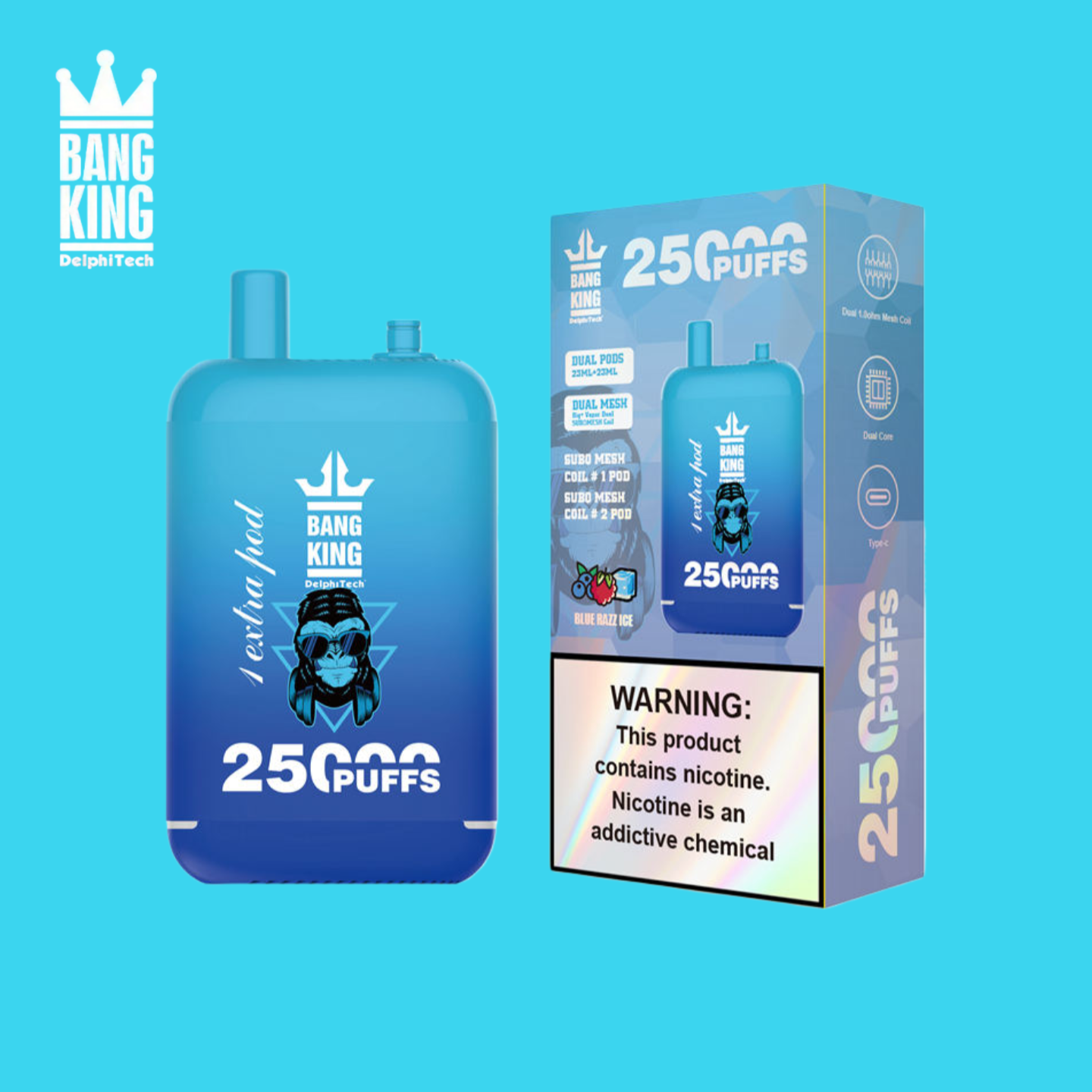Vape 25000 Caladas Bang King 25K Blue Razz Ice