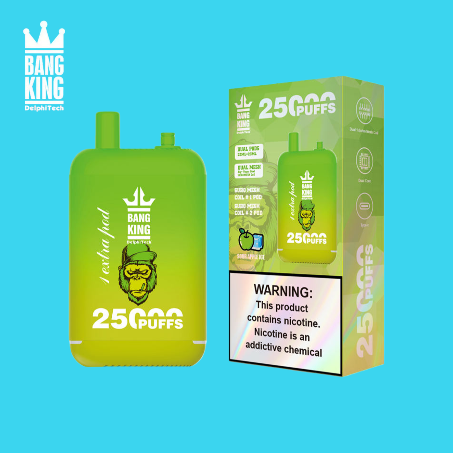 Bang King 25000 Sour Apple Ice Vape