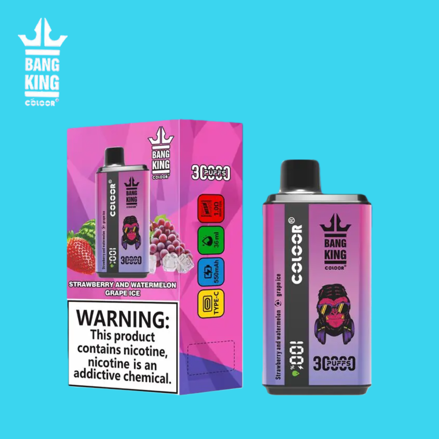 Bang King 30000 Puffs - Strawberry And Watermelon & Grape Ice