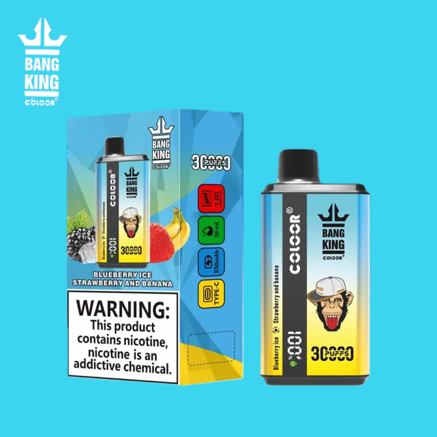 Bang King 30000 Caladas Blueberry Ice & Strawberry And Banana