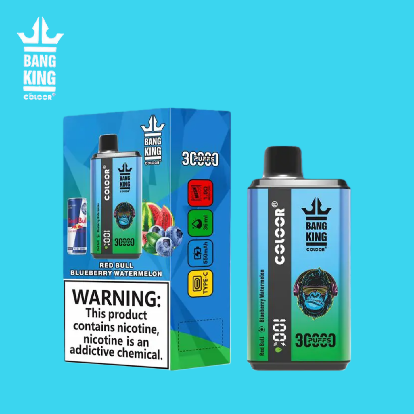 Puff Bang King 30000 Caladas Red Bull & Blueberry Watermelon