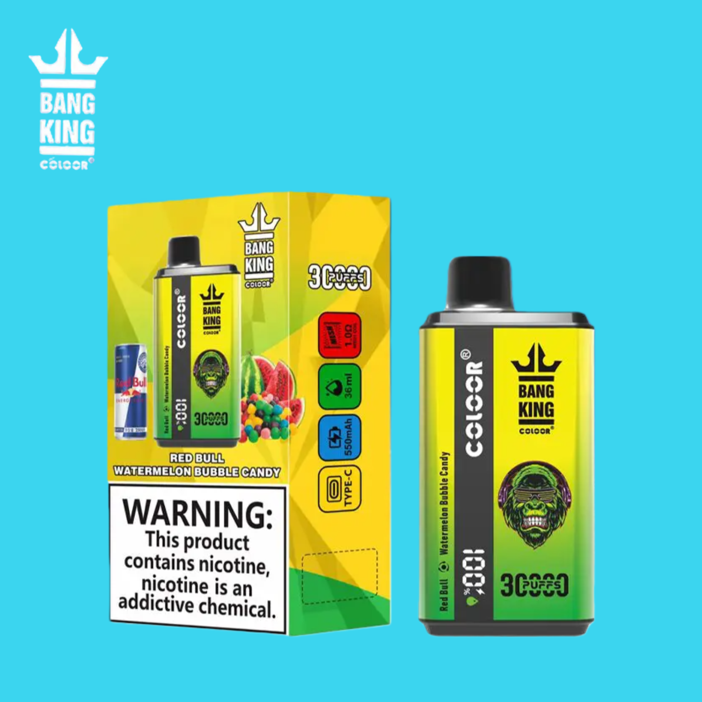 Bang King 30000 Red Bull & Watermelon Bubble Candy