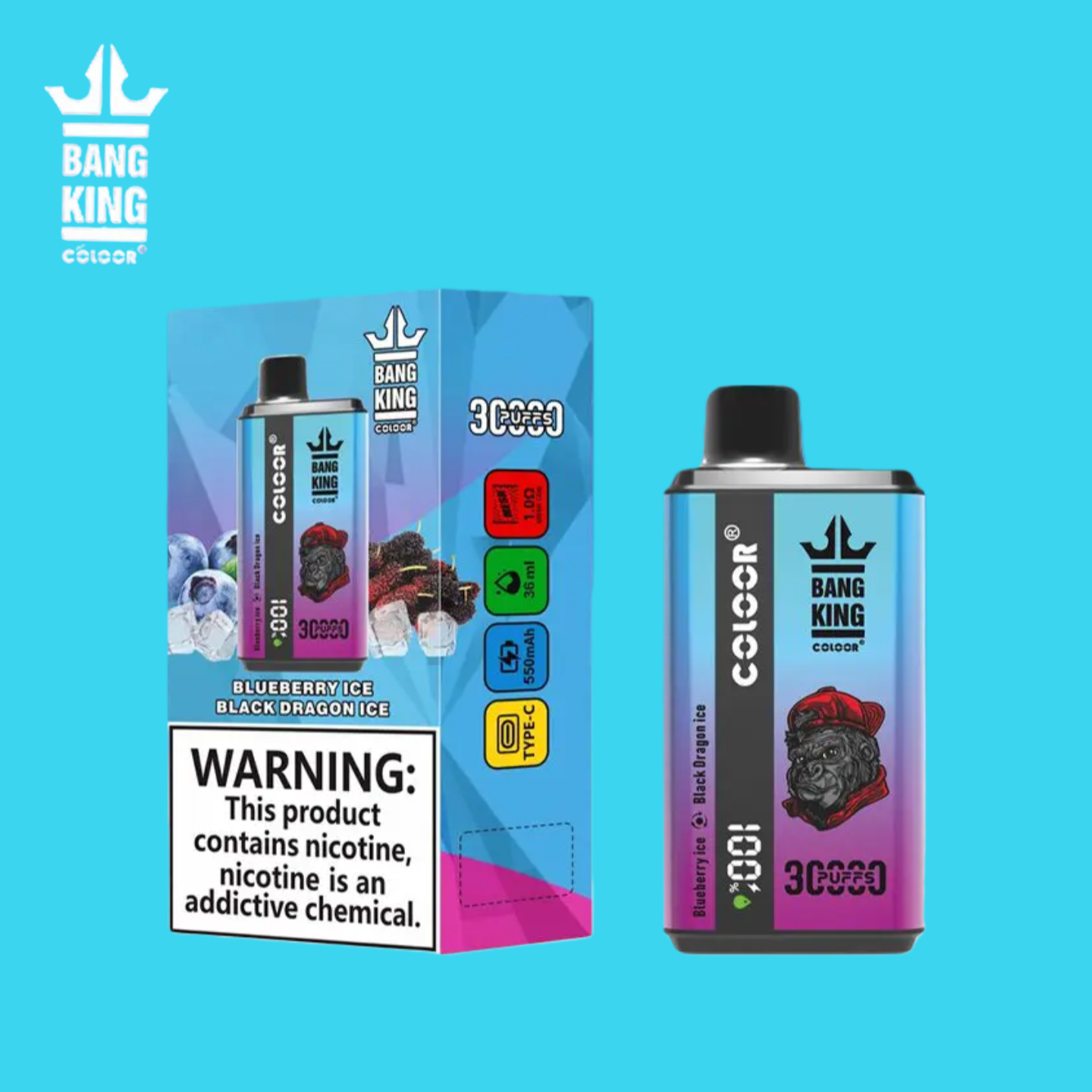 Puff Bang King 30000 Caladas Blueberry Ice & Black Dragon Ice