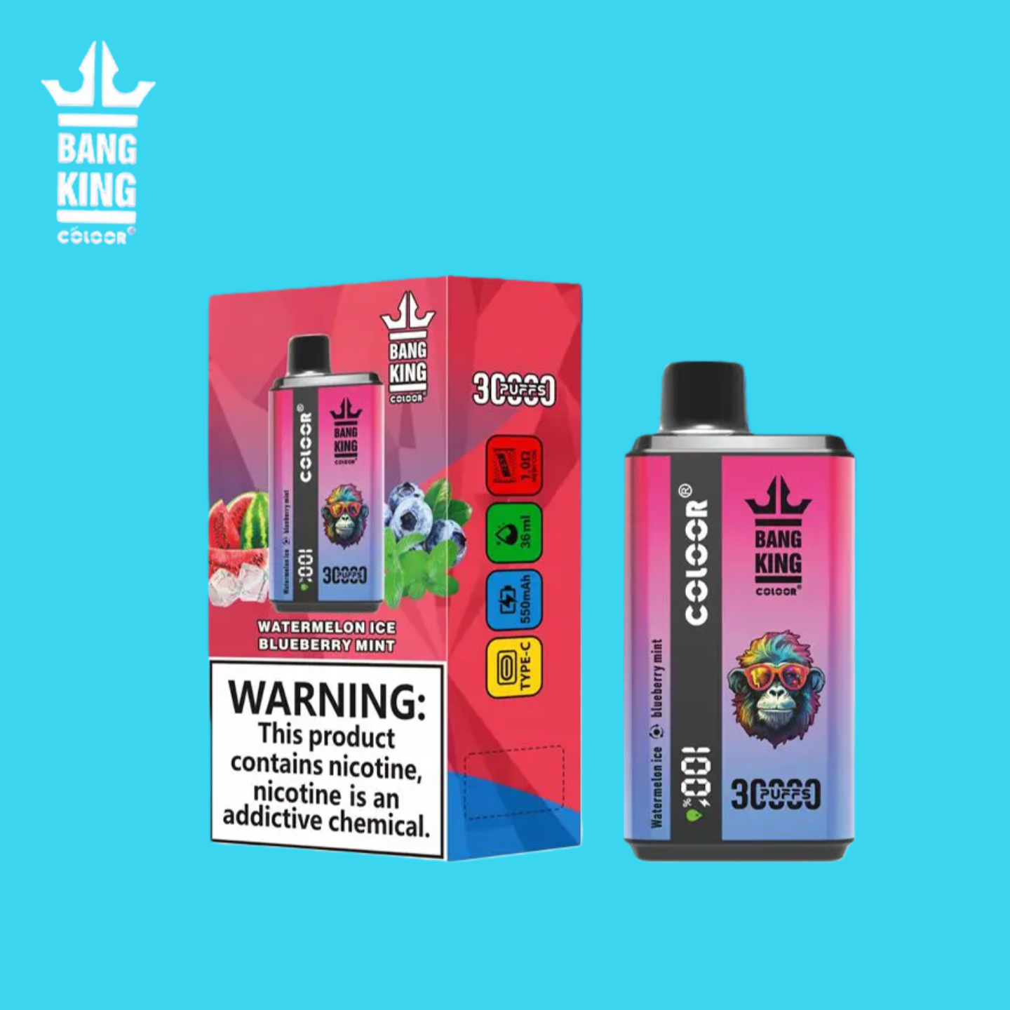 Puff Bang King 30000 Watermelon Ice & Blueberry Mint