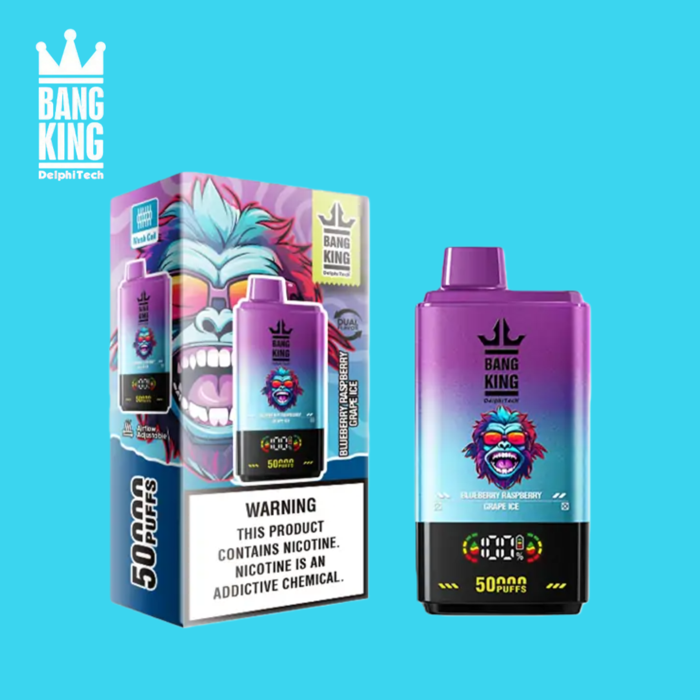 Bang King 50000 Caladas Blueberry Raspberry/Grape Ice