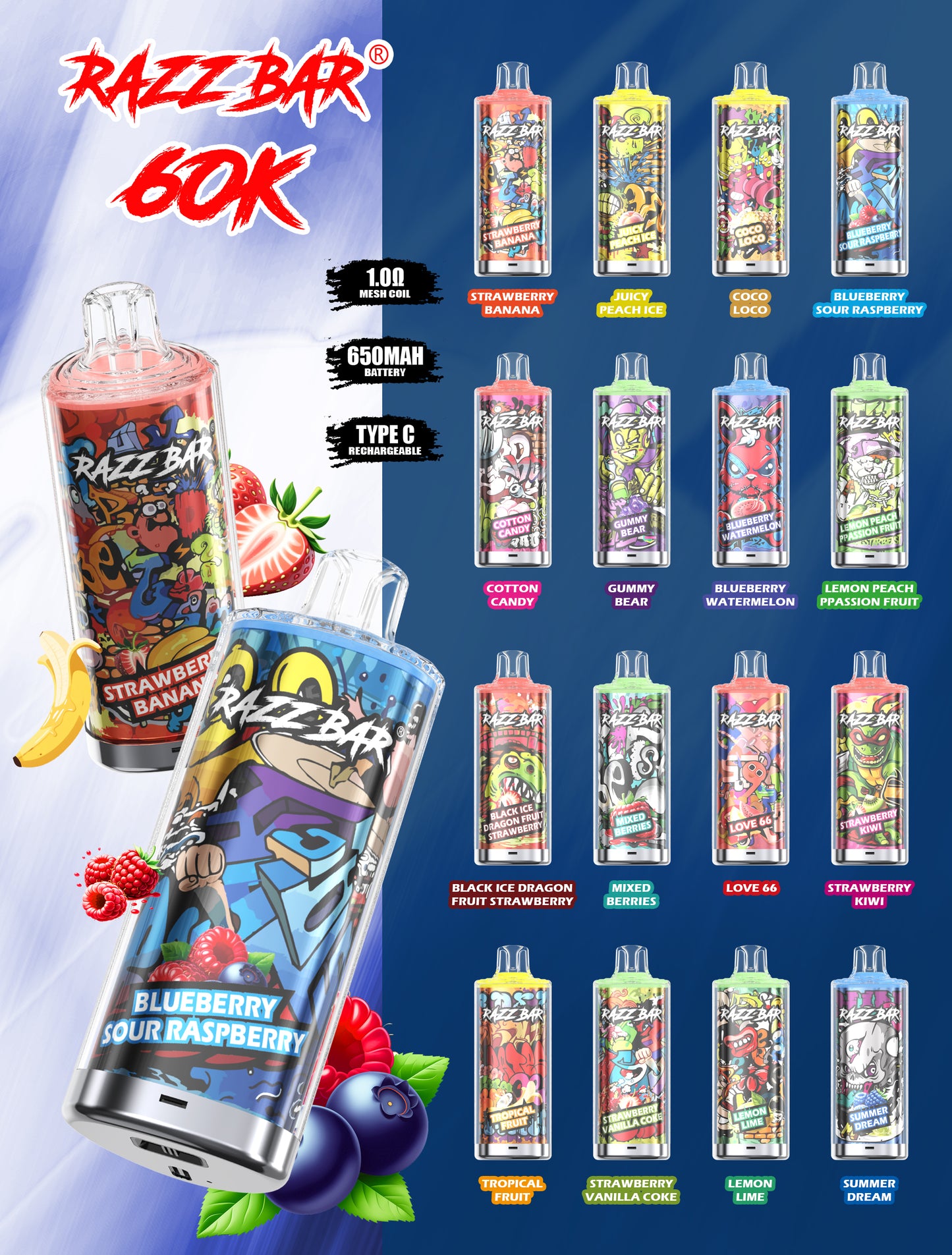 Razz Bar 60K Crystal Disposable Vape